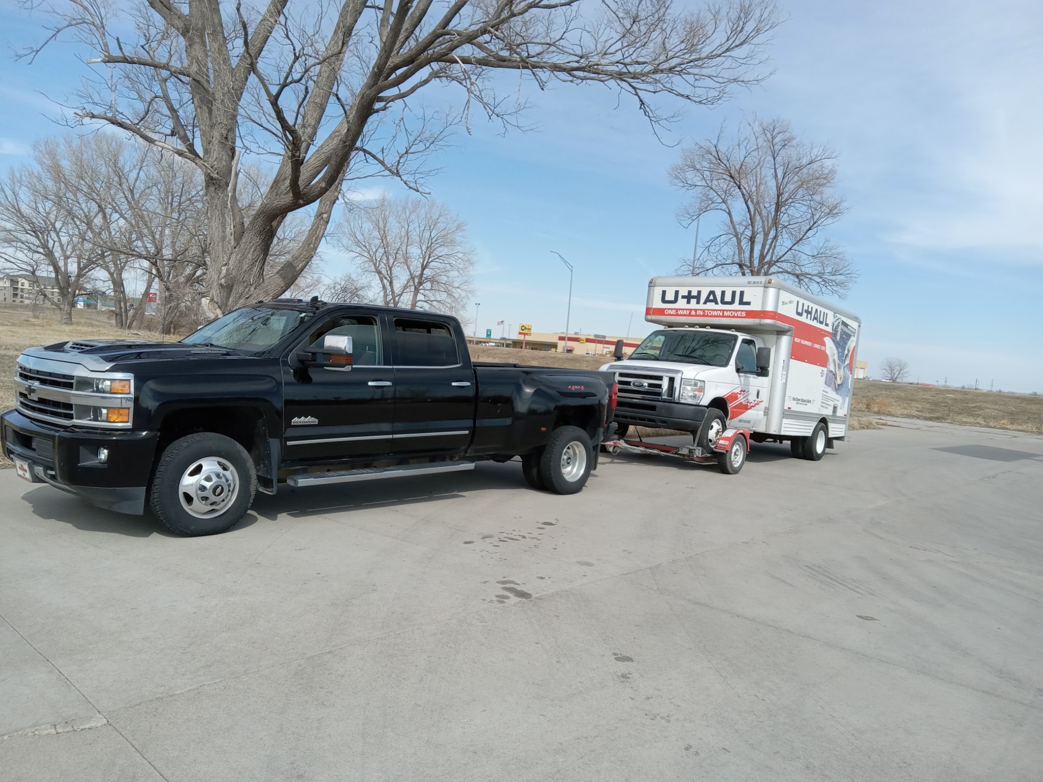 Dually truck at job site